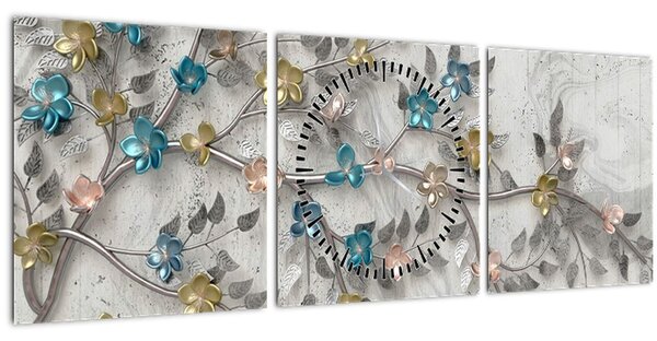 Tablou - Pe creangă - abstract (cu ceas) (90x30 cm)