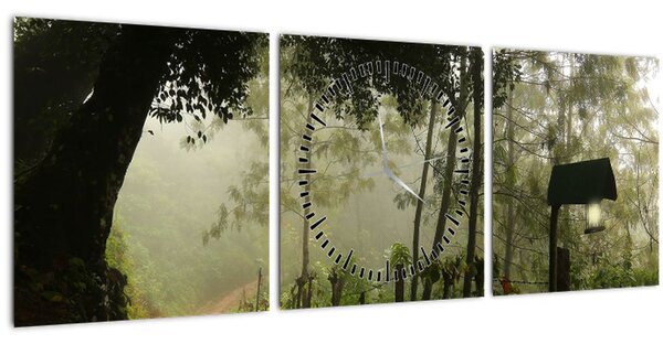 Tablou cu ceața de dimineața (cu ceas) (90x30 cm)