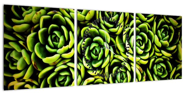 Tablou cu flori de piatră (cu ceas) (90x30 cm)