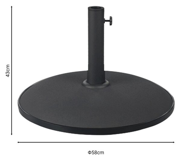 Baza pentru umbrela, Model , culoare negru, ciment, D58 cm