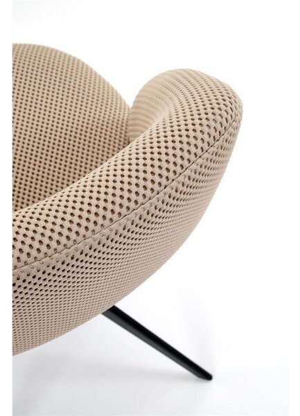 Scaun rotativ K546, bej/negru, panza/metal, 52x60x79 cm