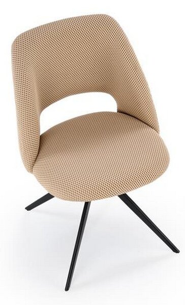 Scaun rotativ K546, bej/negru, panza/metal, 52x60x79 cm