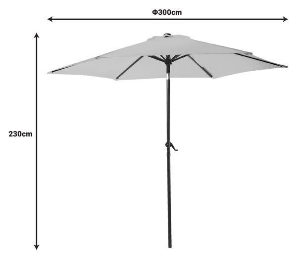Umbrela de gradina, Model Frow, culoare antracit si bej, aluminiu si textil, D300 cm