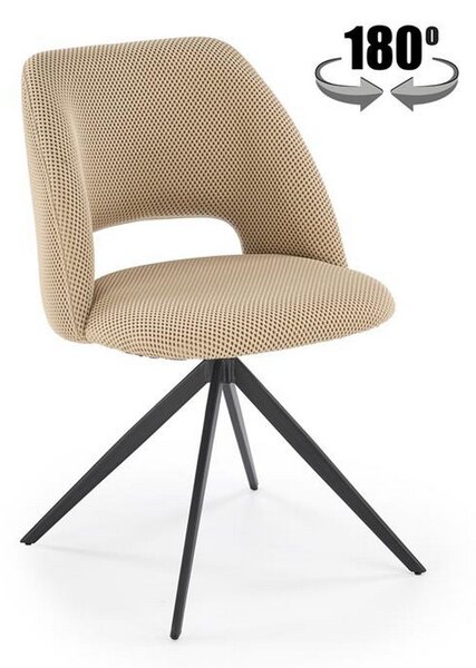 Scaun rotativ K546, bej/negru, panza/metal, 52x60x79 cm