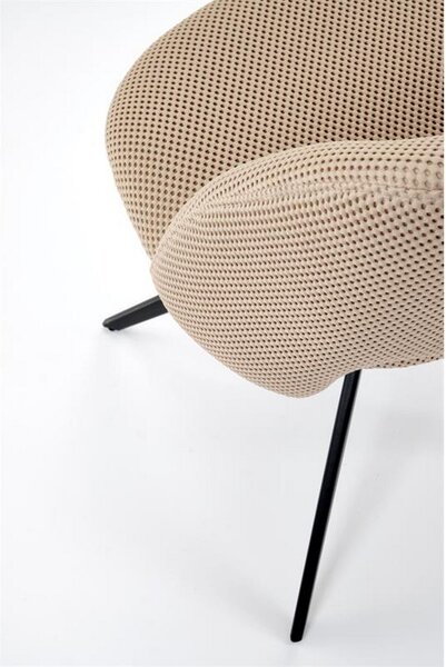 Scaun rotativ K546, bej/negru, panza/metal, 52x60x79 cm