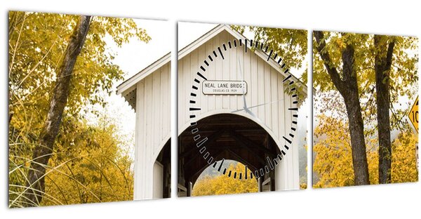 Tablou cu podul în Oregon (cu ceas) (90x30 cm)