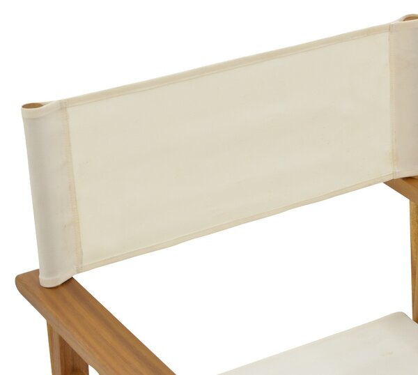 Fotoliu de exterior tip regizor, Model Bistrual, culoare alb si natural, lemn masiv salcam si textil