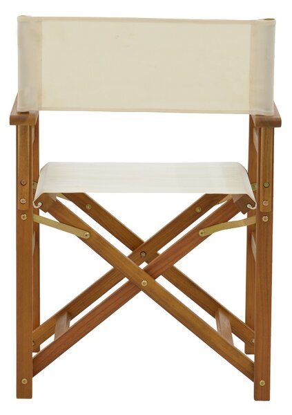 Fotoliu de exterior tip regizor, Model Bistrual, culoare alb si natural, lemn masiv salcam si textil
