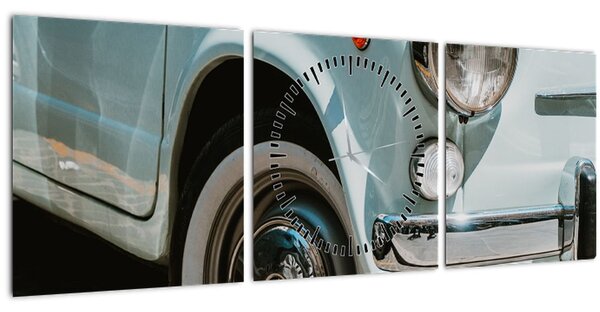 Tablou - mașina retro Fiat (cu ceas) (90x30 cm)