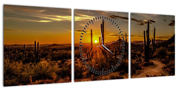 Tablou - Sfărșit de zi în deșertul Arizona (cu ceas) (90x30 cm)