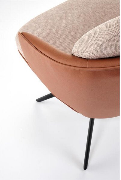 Scaun rotativ K554, maro/bej/negru, stofa clasica/piele ecologica/metal, 58x67x90 cm