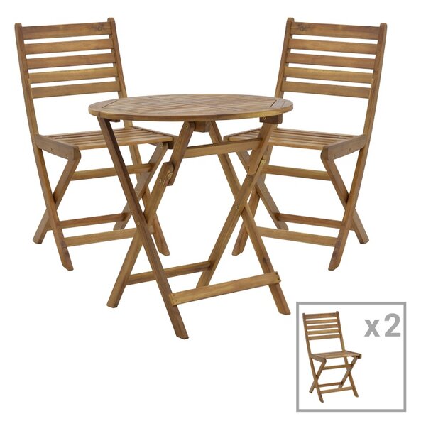 Set 3 buc masă și scaune de grădină Fatel-Carpuva Maro 70x70x74 cm