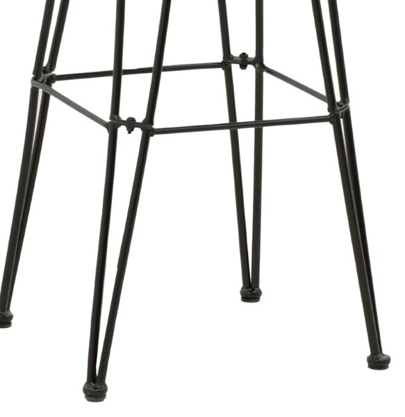 Scaun de bar pentru exterior, Model Naoki, culoare negru, metal si poliratan, 52x50x90 cm