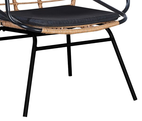 Fotoliu de exterior, Model Naoki, culoare negru, metal si poliratan, 58x63x81 cm