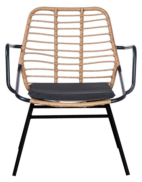 Fotoliu de exterior, Model Naoki, culoare negru, metal si poliratan, 58x63x81 cm