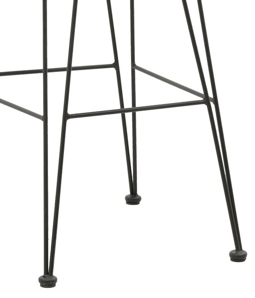 Scaun de bar pentru exterior, Model Naoki, culoare bej si negru, metal si poliratan, 46x56x110 cm