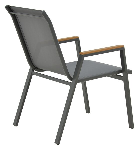 Fotoliu de exterior, Model Azelie, culoare gri inchis, aluminiu si textil, 77x55x94 cm