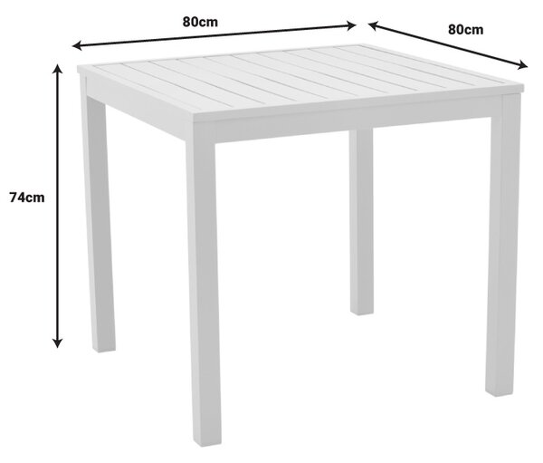 Set de 3 buc masa si scaune de gradina Kliton-Raven aluminiu alb 80x80x74 cm