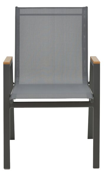 Fotoliu de exterior, Model Azelie, culoare gri inchis, aluminiu si textil, 77x55x94 cm