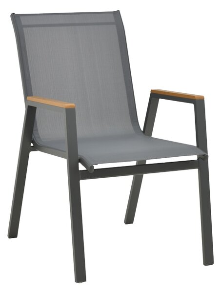 Fotoliu de exterior, Model Azelie, culoare gri inchis, aluminiu si textil, 77x55x94 cm
