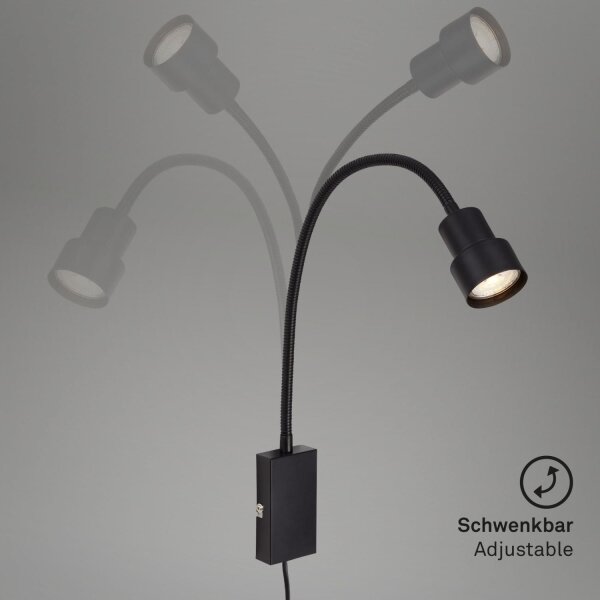 Lampă LED tactilă de perete TUSI 1xGU10/5W/230V negru Briloner 2085-015