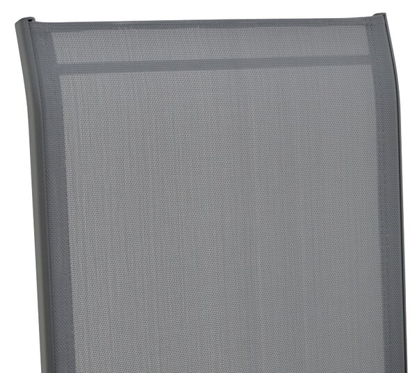 Fotoliu de exterior, Model Azelie, culoare gri inchis, aluminiu si textil, 77x55x94 cm