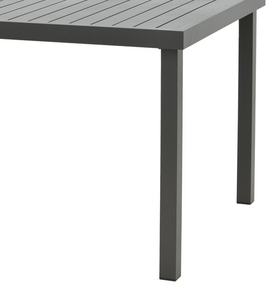 Masa de gradina, Model Kliton, culoare gri inchis, aluminiu si textil, 150x80x74 cm