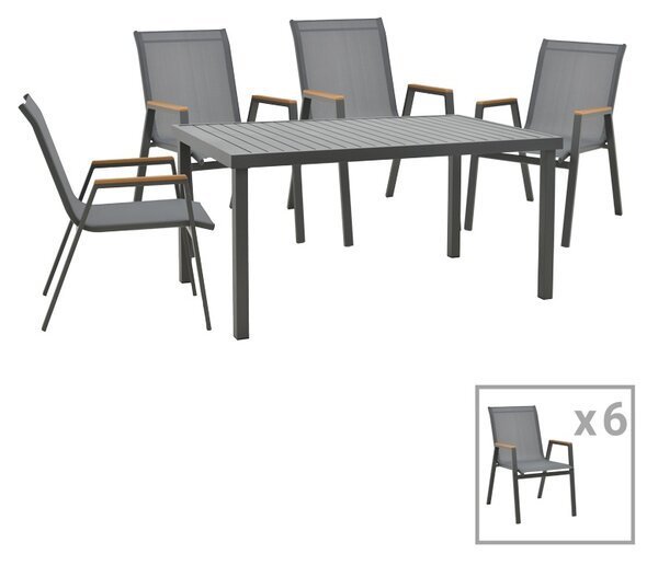 Set 7 buc masă și scaune de grădină Azelie-Kliton Gri 77x55x94 cm