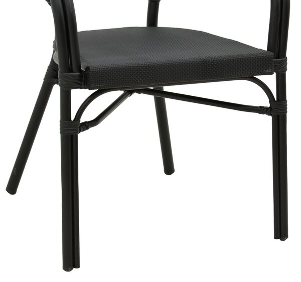 Fotoliu de exterior, Model Elyza, culoare negru, aluminiu si textil, 57x62x84 cm