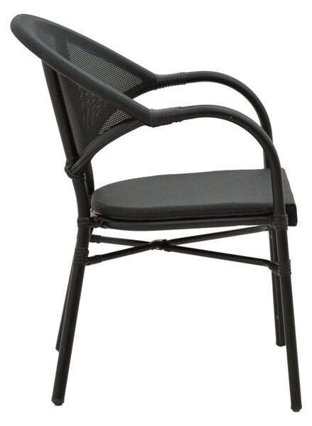 Fotoliu de exterior, Model Elyza, culoare negru, aluminiu si textil, 57x62x84 cm