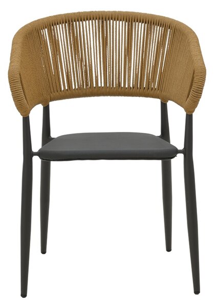 Fotoliu de exterior, Model Raven, culoare natural si antracit, rattan si textil, 57x62x78 cm