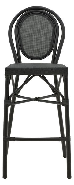 Scaun de bar pentru exterior, Model Dezyan, culoare negru, aluminiu si textil, 41.5x53.5x116 cm
