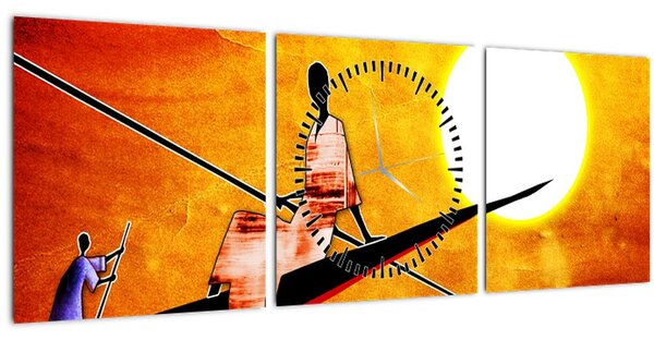 Tablou picturii epochale străveche (cu ceas) (90x30 cm)