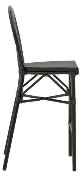 Scaun de bar pentru exterior, Model Dezyan, culoare negru, aluminiu si textil, 41.5x53.5x116 cm
