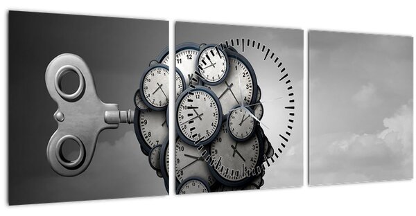 Tablou artistic cu cu cap și ceas (cu ceas) (90x30 cm)