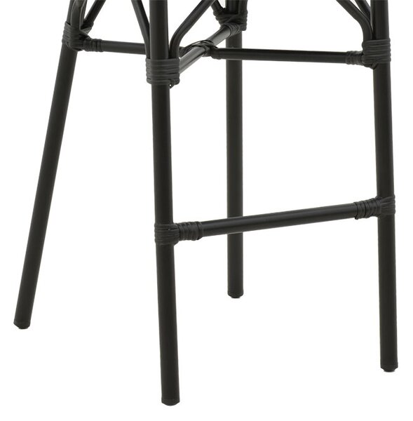 Scaun de bar pentru exterior, Model Dezyan, culoare negru, aluminiu si textil, 41.5x53.5x116 cm