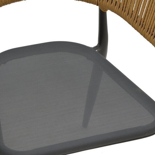 Fotoliu de exterior, Model Raven, culoare natural si antracit, rattan si textil, 57x62x78 cm