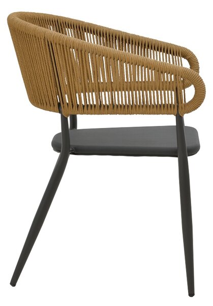 Fotoliu de exterior, Model Raven, culoare natural si antracit, rattan si textil, 57x62x78 cm