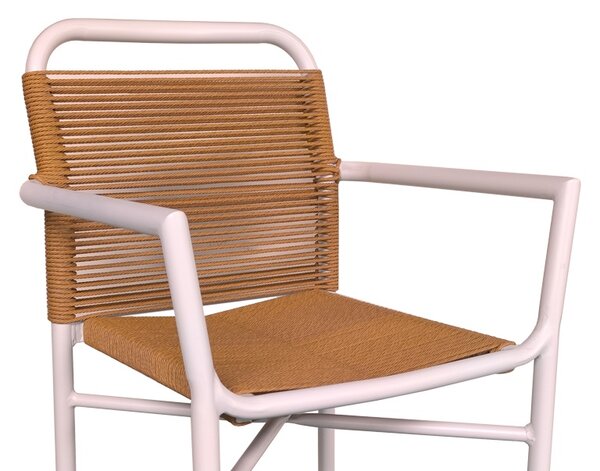 Fotoliu de exterior, Model Clutch, culoare alb si bej, aluminiu si poliratan, 55x56x80 cm