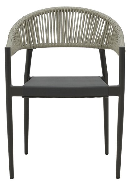 Fotoliu de exterior, Model Elation, culoare antracit, aluminiu si poliratan, 56x62x77 cm