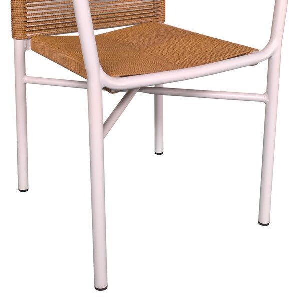 Fotoliu de exterior, Model Clutch, culoare alb si bej, aluminiu si poliratan, 55x56x80 cm