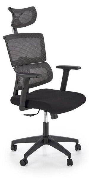Scaun birou PABLO, negru/gri, stofa/plasa, 64x67x118/127 cm