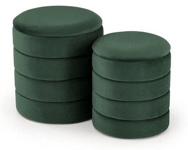 Set 2 taburete PACHO, stofa catifelata verde, cu spatiu depozitare