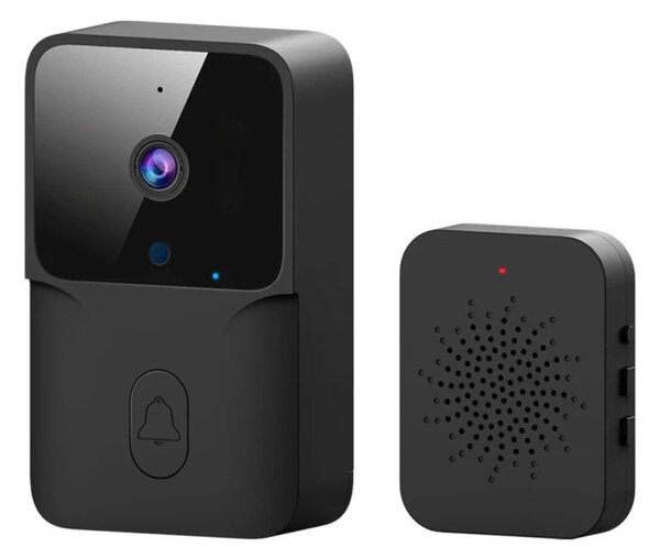 Vezeték nélküli WiFi videós kapucsengő beltéri csengő egységgel - Fekete