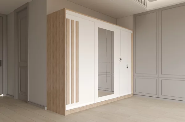 Dulap dressing Paris 3 usi cu oglinda, 200 cm, Sonoma/Alb