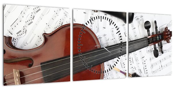 Tablou - Unelte muzicale (cu ceas) (90x30 cm)
