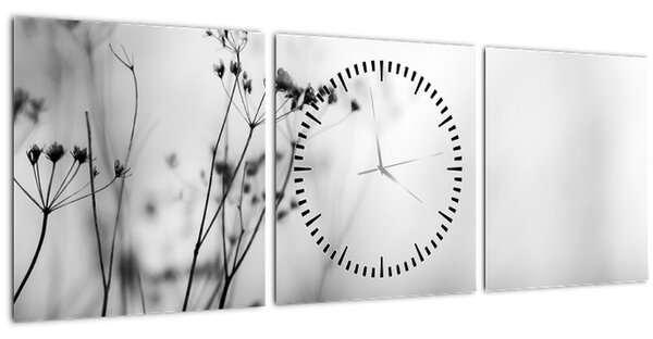Tablou - Detailu florior de luncă (cu ceas) (90x30 cm)