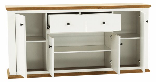 Comodă Leoras MZ9 (Alb + Stejar grand). 1017355