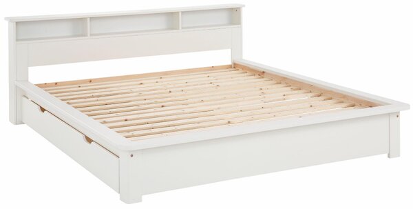 Pat cu somiera Kero alb 180/200 cm, lemn masiv