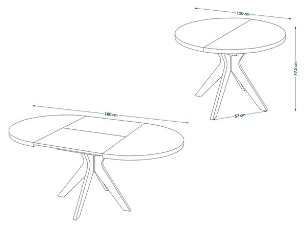 Mazzoni RENZO Stejar Wotan/picior alb - MASĂ ROTUNDĂ Ø110 EXTENSIBILĂ PÂNĂ LA 180 cm | PENTRU BUCĂTĂRIE SUFRAGERIE LIVING RETRO